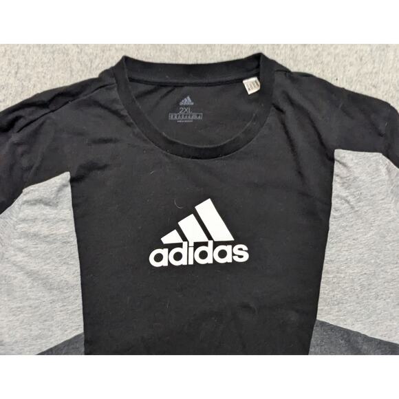Adidas T Shirt Black and Gray with White Logo Men's Size 2X - Picture 3 of 7